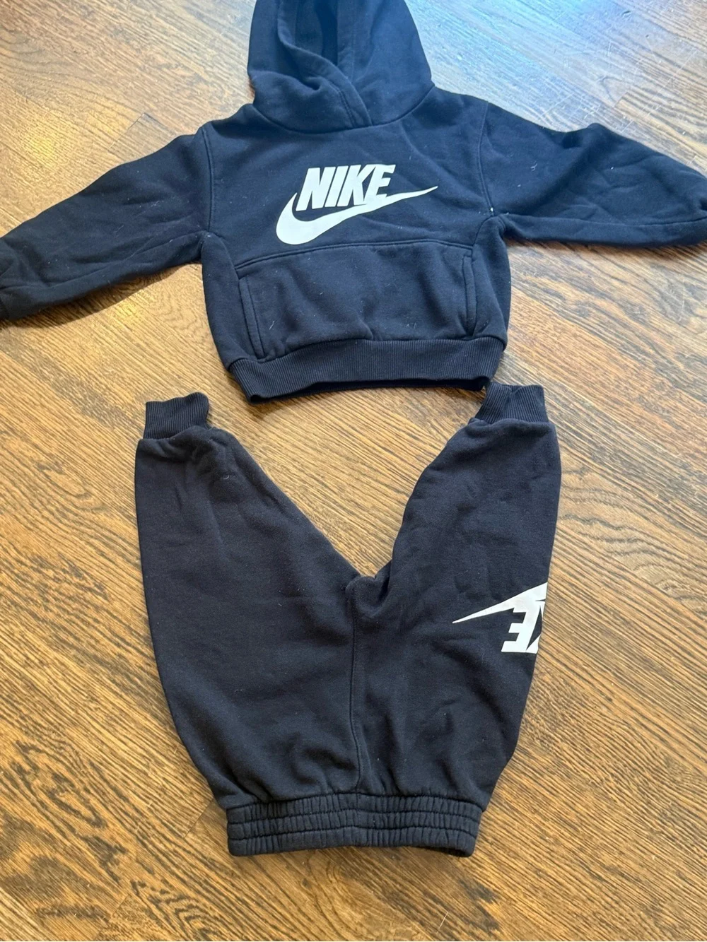 Nike Kids Black Hoodie & Joggers Set with White Logo